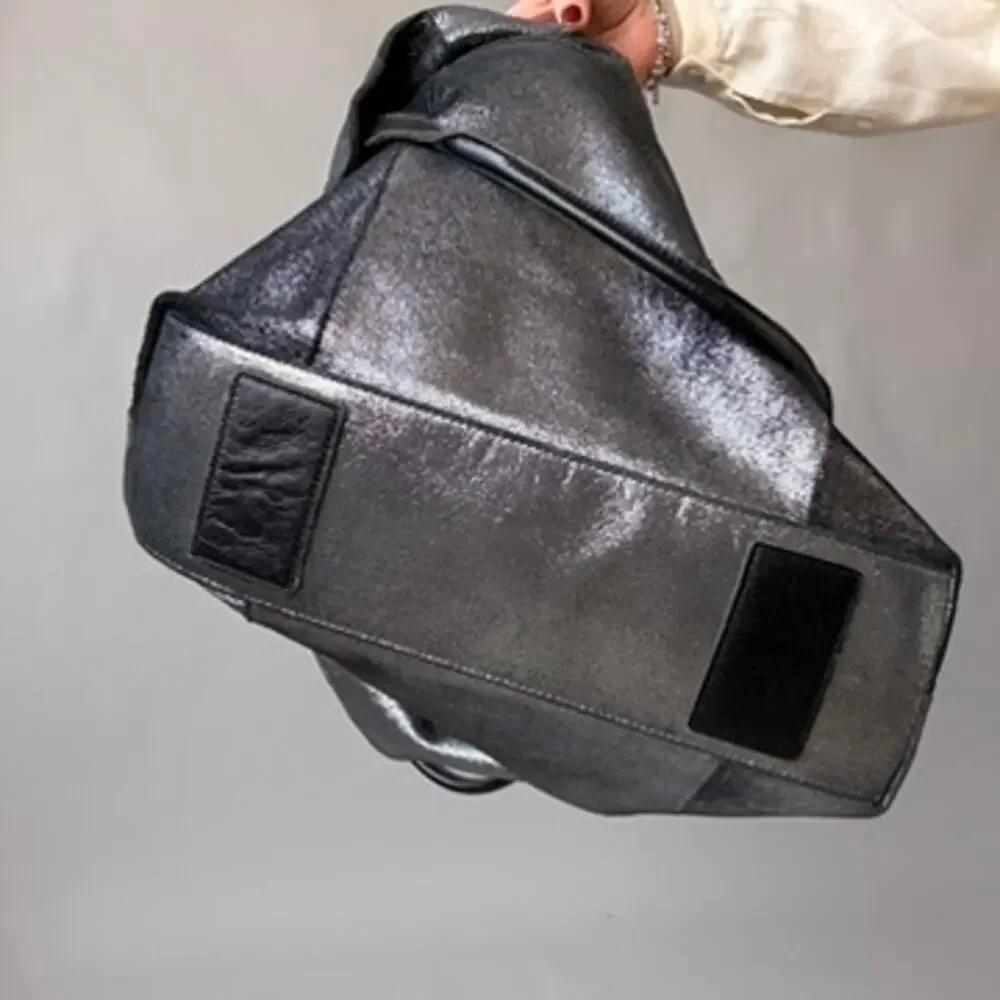Vintage Sondra Roberts Metallic Pewter Hobo Bag - Oversized